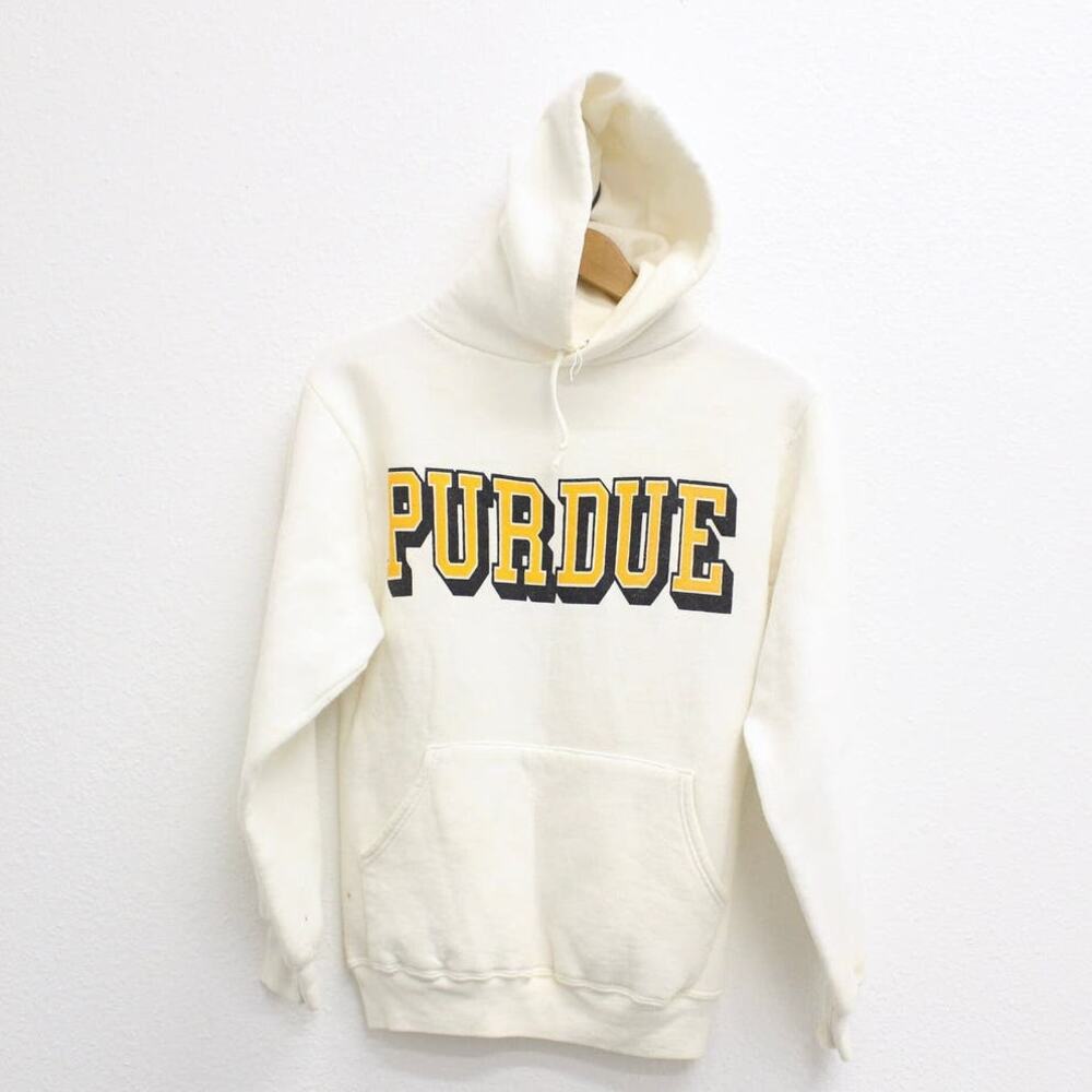 Vintage 80s Purdue Boilermakers White Hoodie Mens Small NCAA College